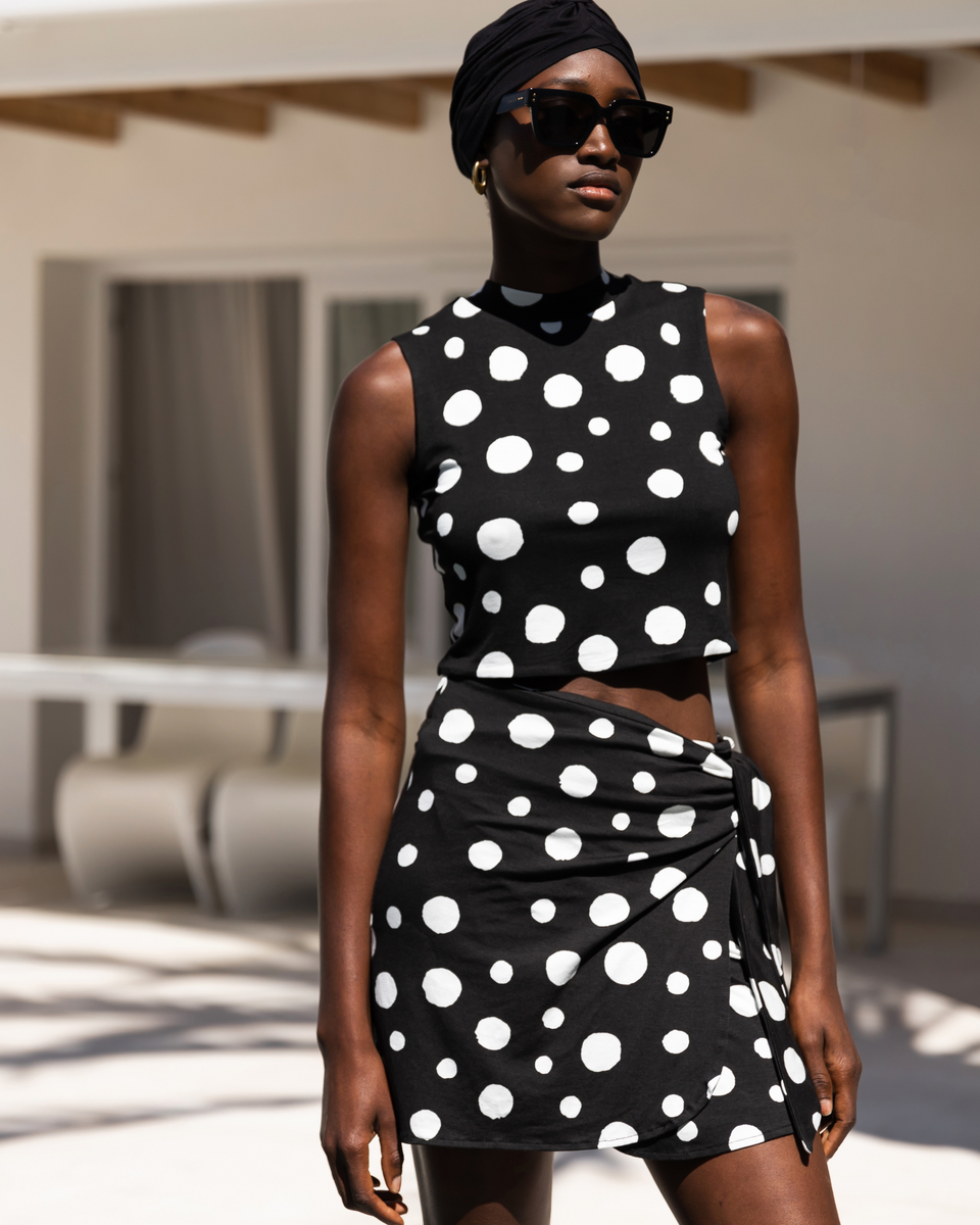 Polka dot skirt sales and top set